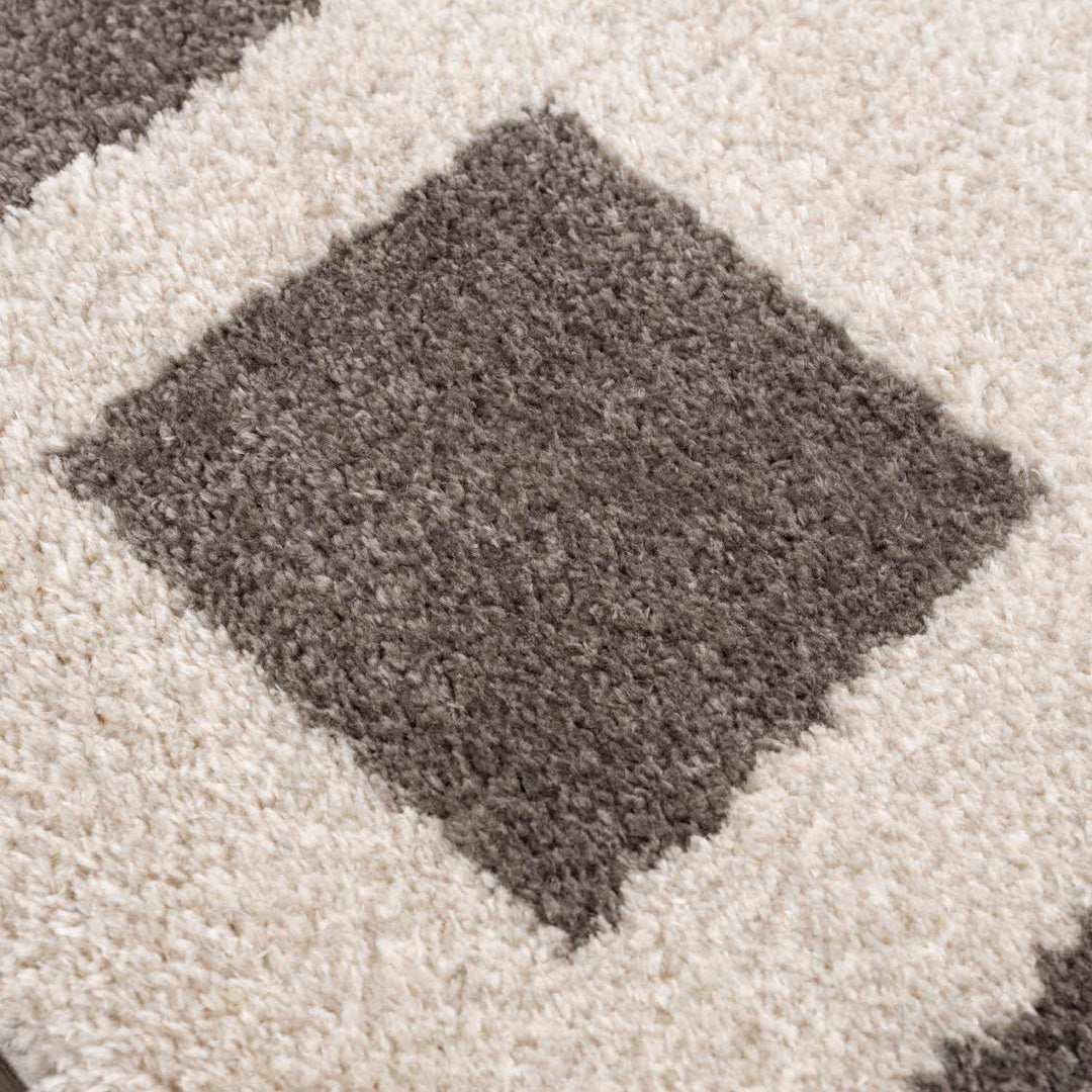 Beynon Modern Geometrical Beige And Charcoal Washable Area Rug - The Rug Decor