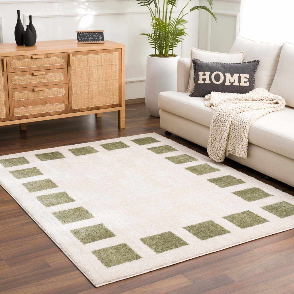 Beynon Modern Geometrical Beige And Green Area Rug - The Rug Decor