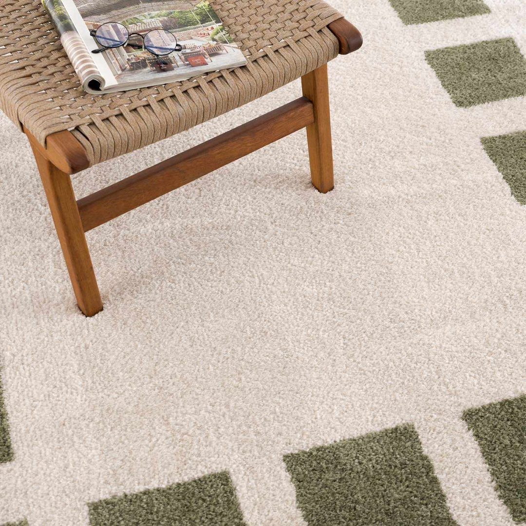 Beynon Modern Geometrical Beige And Green Area Rug - The Rug Decor