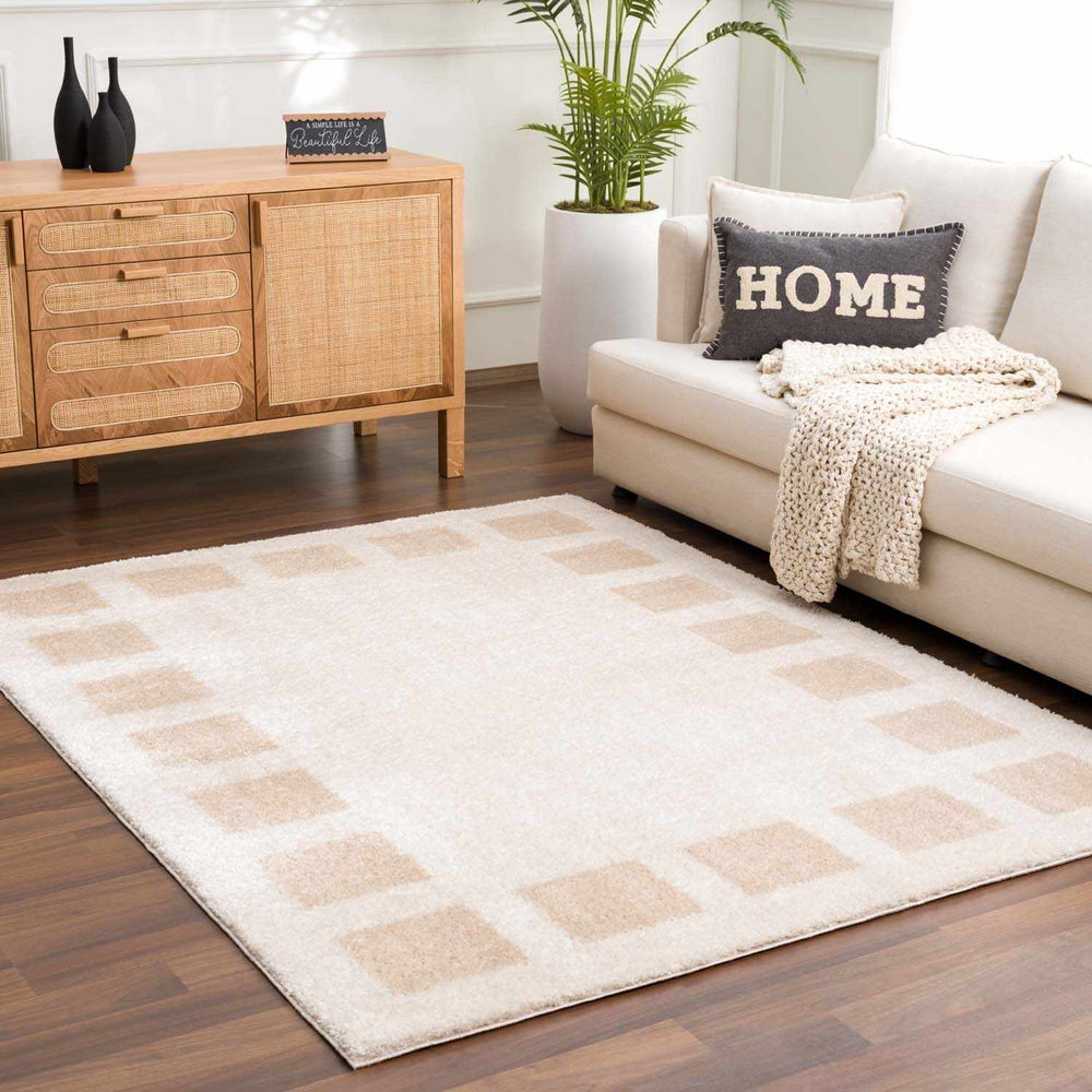Beynon Modern Geometrical Beige Washable Area Rug - The Rug Decor