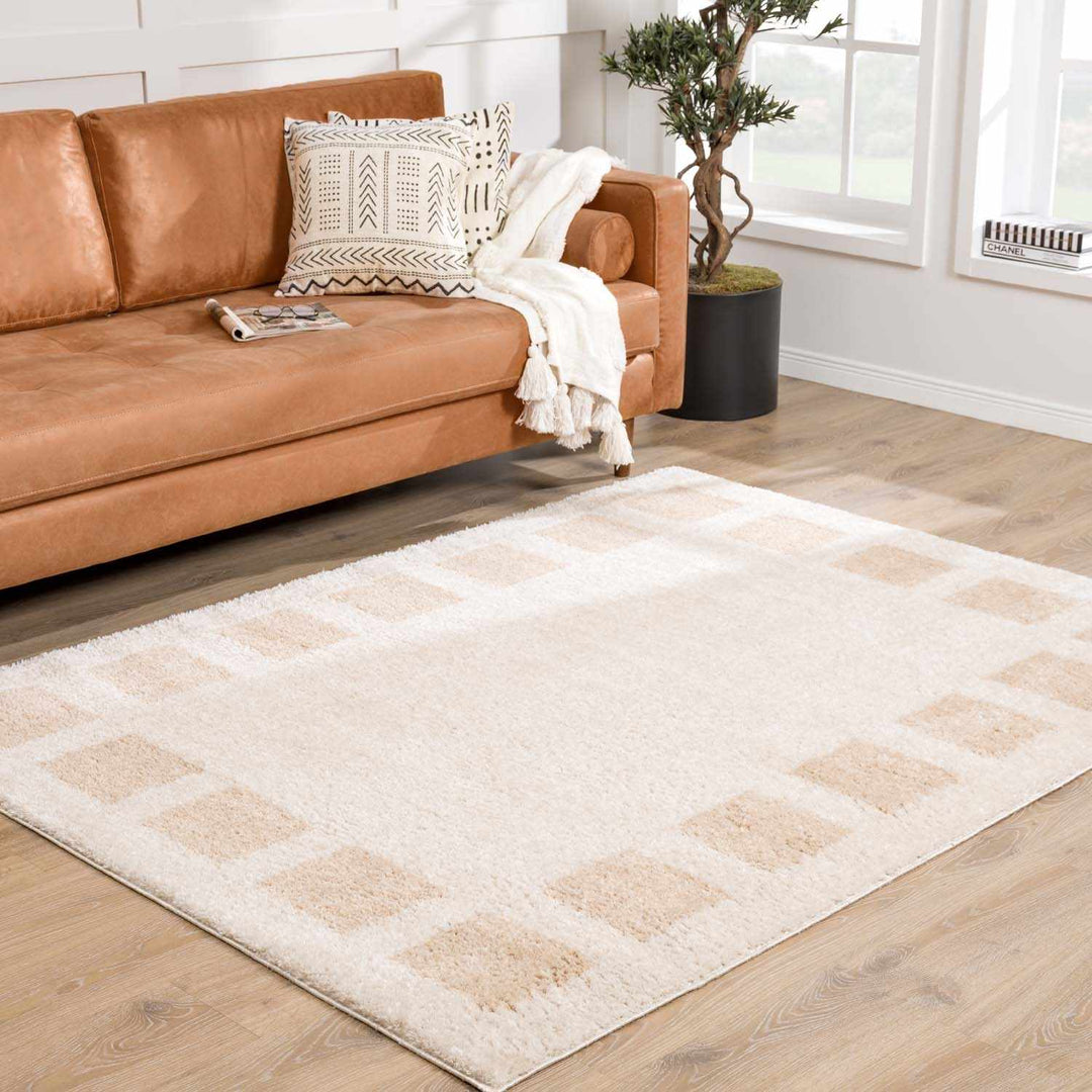 Beynon Modern Geometrical Beige Washable Area Rug - The Rug Decor