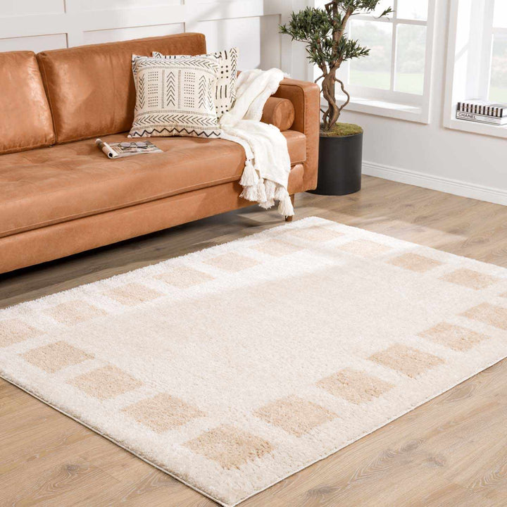 Beynon Modern Geometrical Beige Washable Area Rug - The Rug Decor