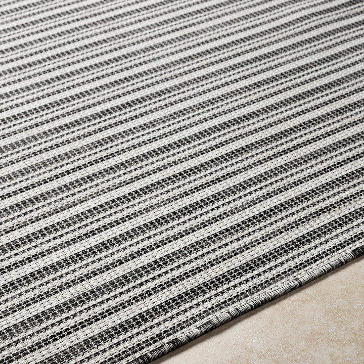 Baha Modern Stripes Design Beige And Black Area Rug