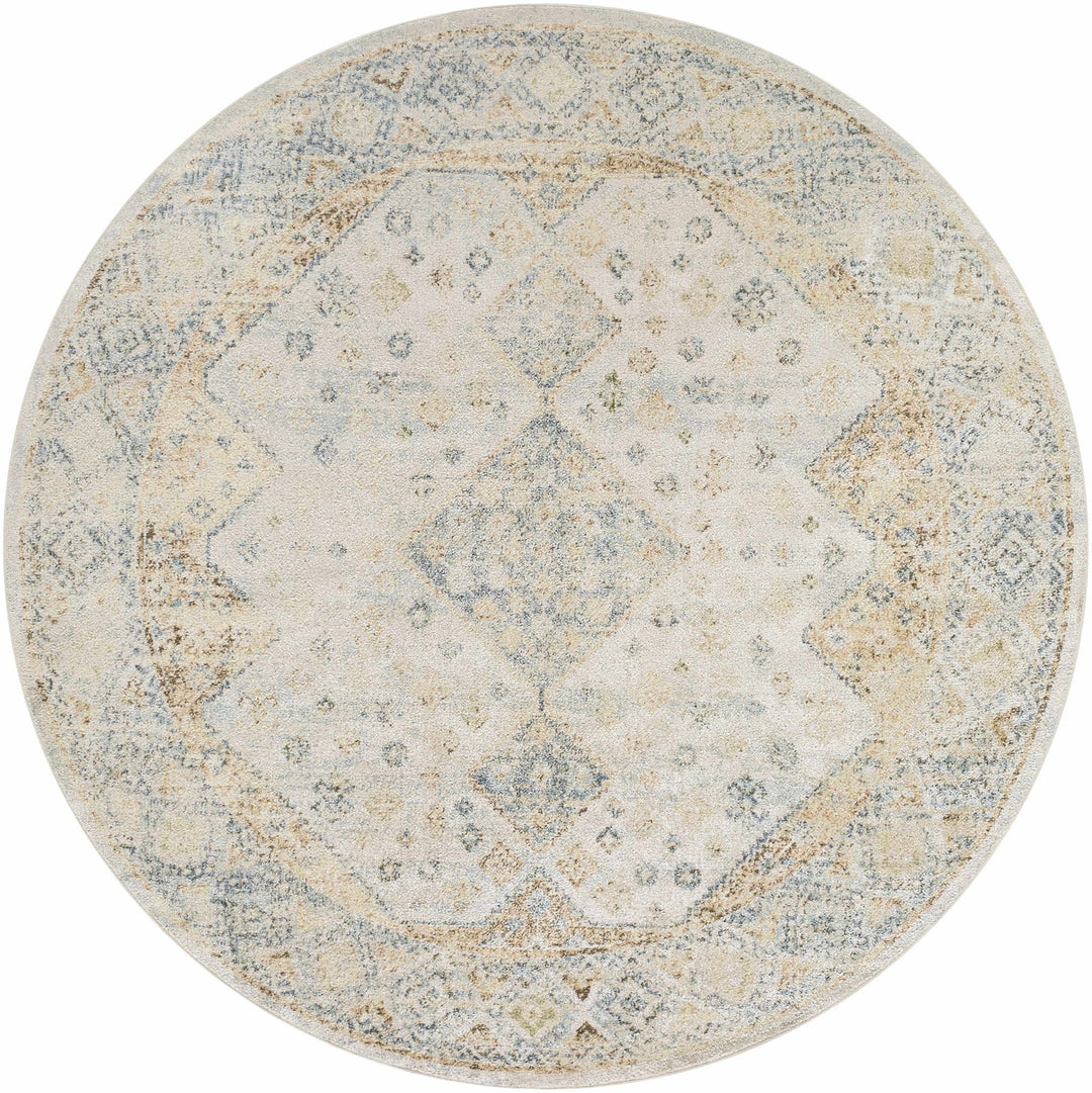 Bhavya Traditional Style Beige And Blue Washable Area Rug - The Rug Decor