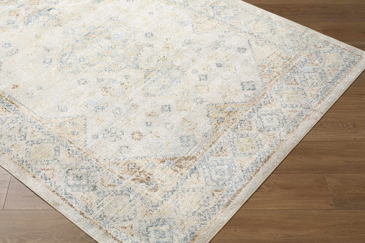 Bhavya Traditional Style Beige And Blue Washable Area Rug - The Rug Decor