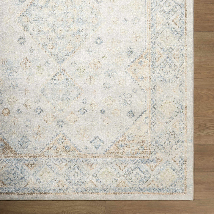 Bhavya Traditional Style Beige And Blue Washable Area Rug - The Rug Decor