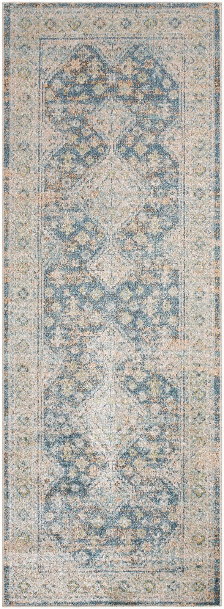 Bhavya Traditional Style Blue And Beige Washable Area Rug - The Rug Decor