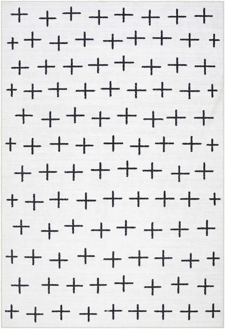 Owain Modern Style Ivory And Charcoal Washable Area Rug