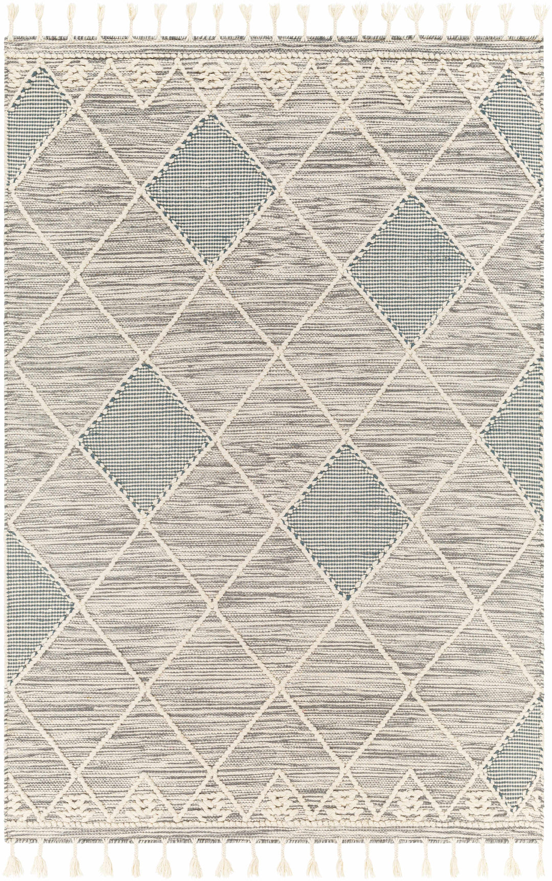 Bicos Contemporary Geometrical Gray Hand Woven Wool Rug