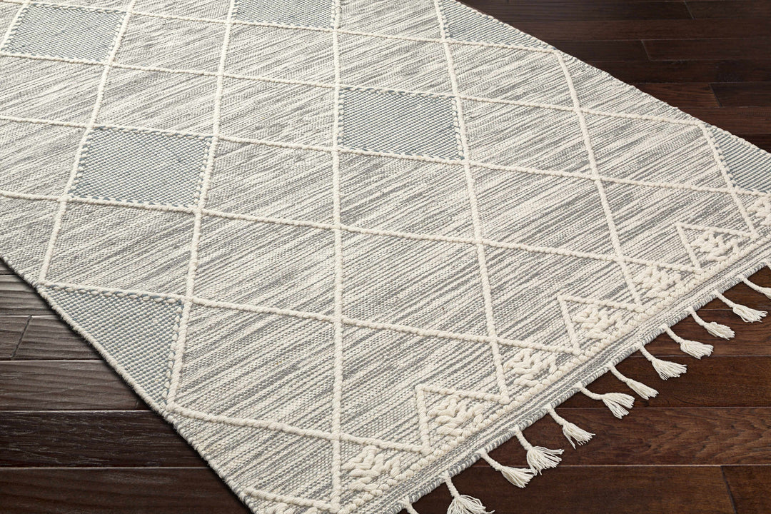 Bicos Contemporary Geometrical Gray Hand Woven Wool Rug