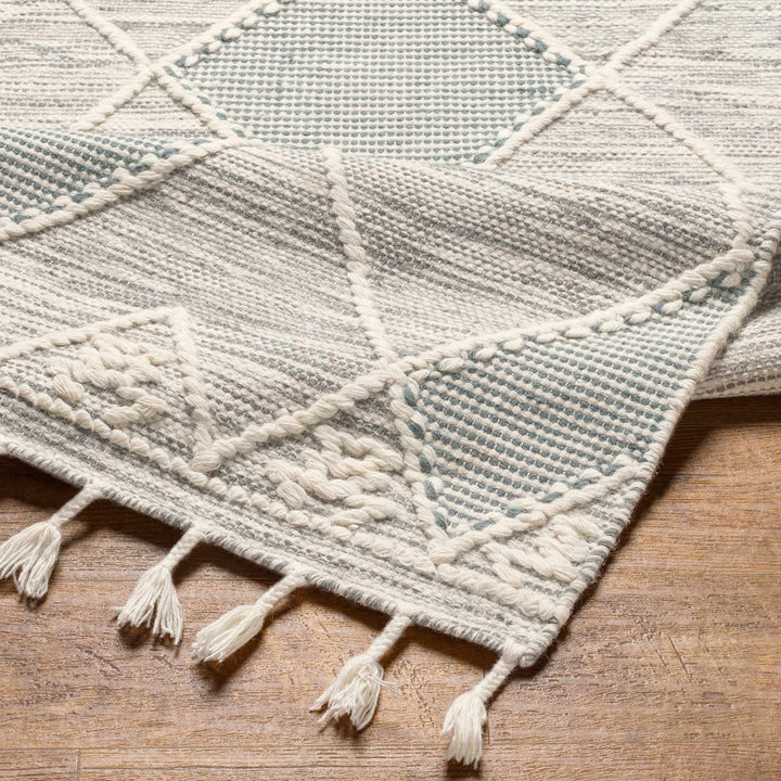 Bicos Contemporary Geometrical Gray Hand Woven Wool Rug