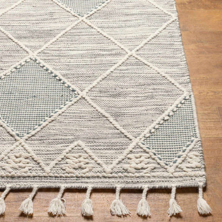 Bicos Contemporary Geometrical Gray Hand Woven Wool Rug