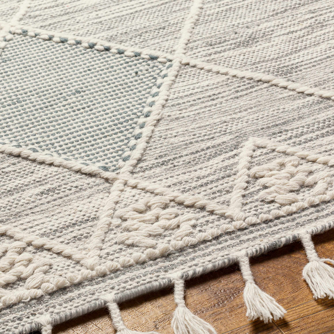 Bicos Contemporary Geometrical Gray Hand Woven Wool Rug