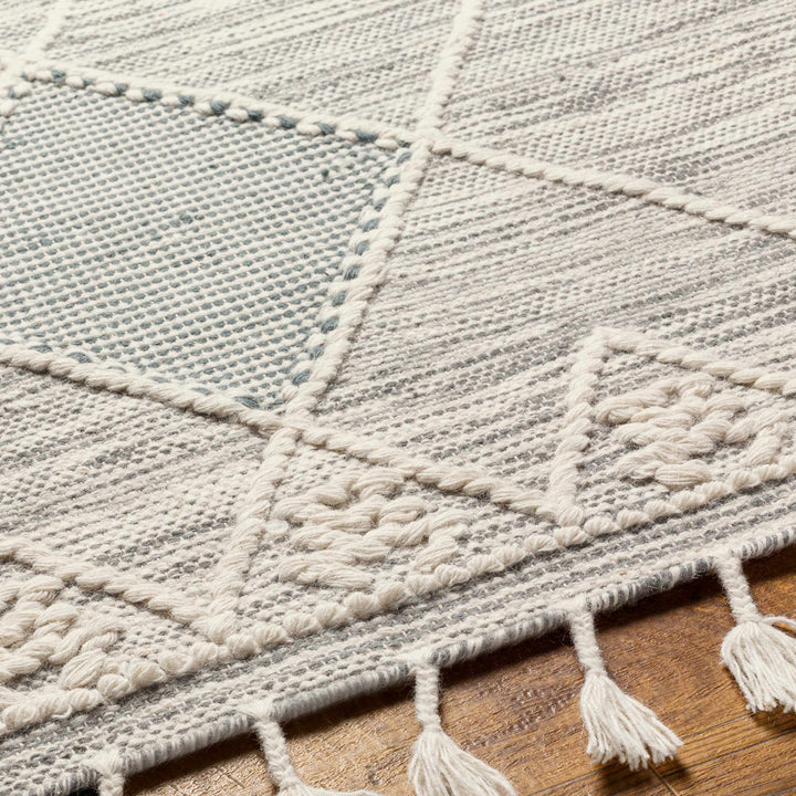 Bicos Contemporary Geometrical Gray Hand Woven Wool Rug