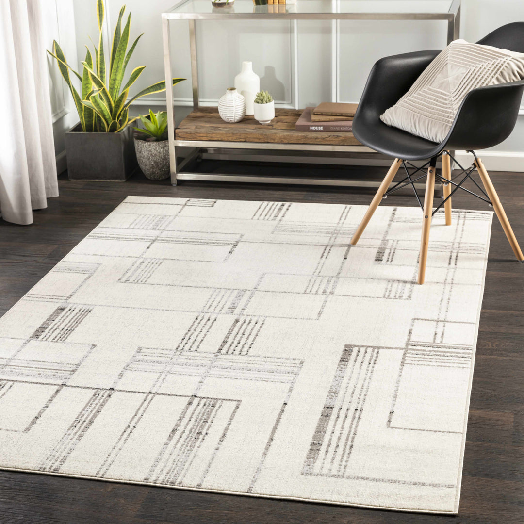 Bidwill Modern Style Ivory And Gray Area Rug