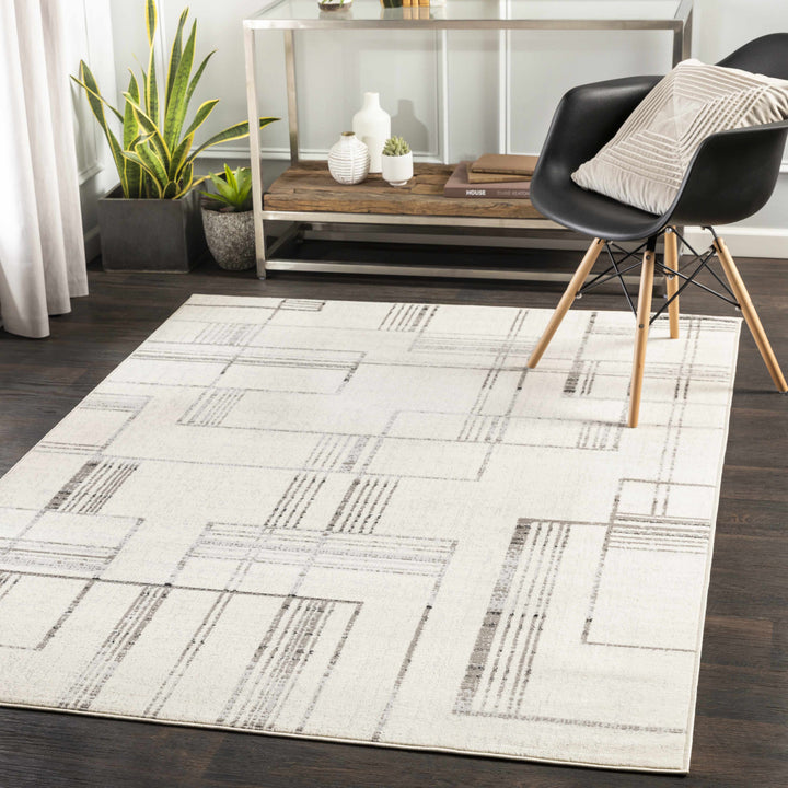 Bidwill Modern Style Ivory And Gray Area Rug