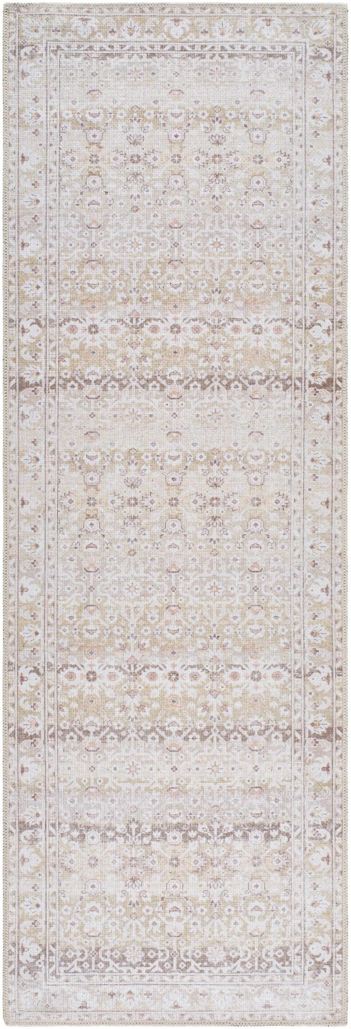 Bienna Traditional Style Beige And Brown Washable Rug - The Rug Decor