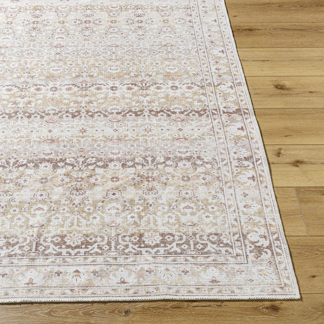 Bienna Traditional Style Beige And Brown Washable Rug - The Rug Decor