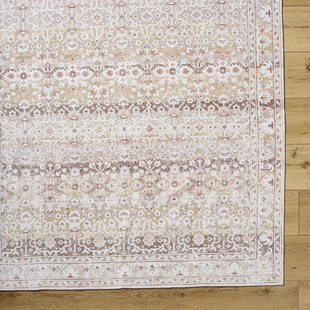 Bienna Traditional Style Beige And Brown Washable Rug - The Rug Decor