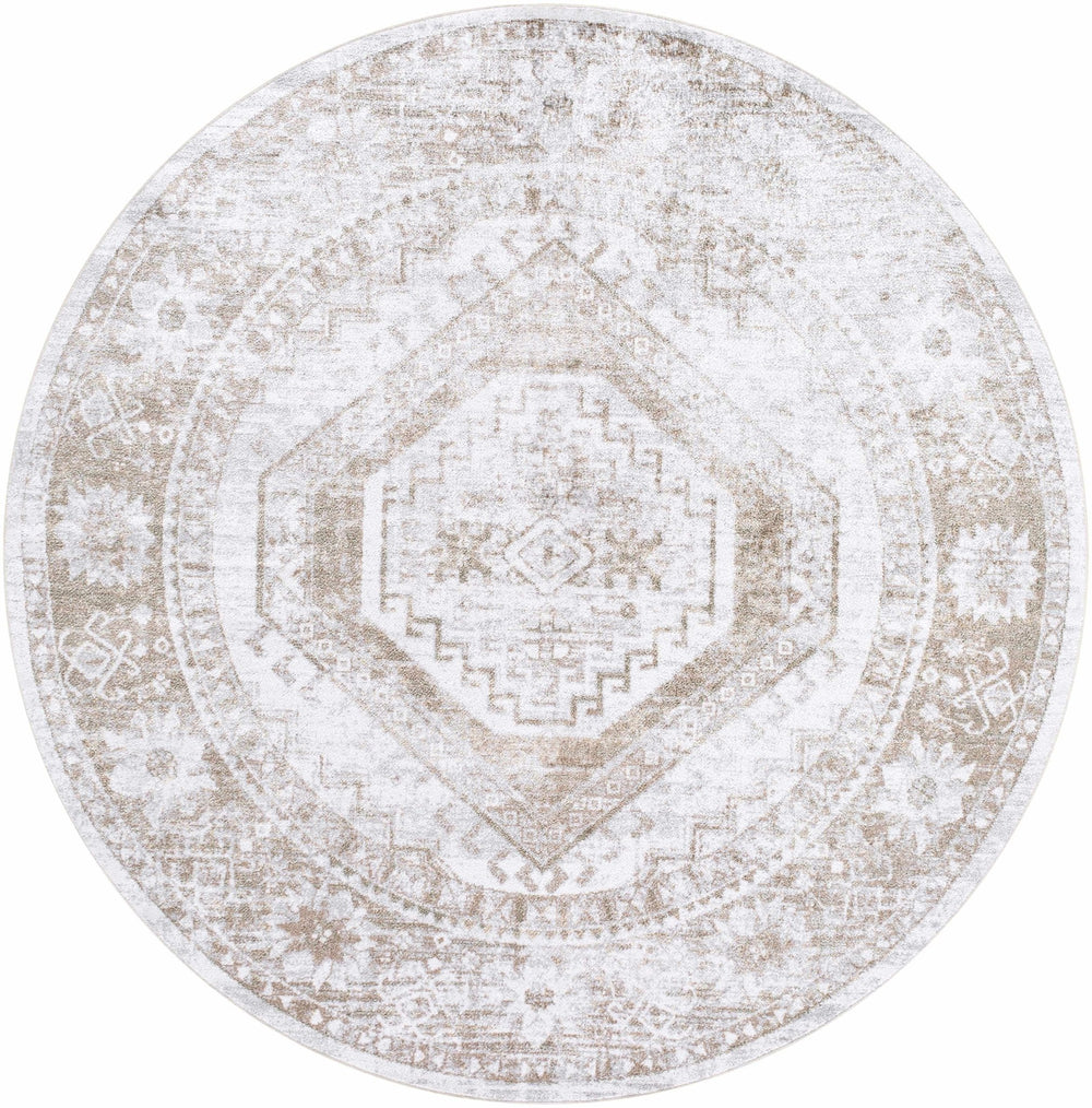 Bienne Traditional Style Ivory And Brown Washable Area Rug - The Rug Decor