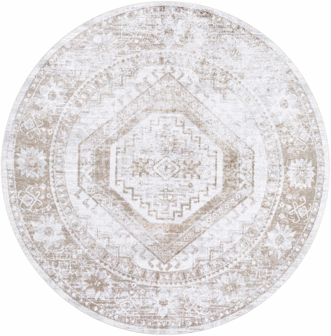 Bienne Traditional Style Ivory And Brown Washable Area Rug - The Rug Decor