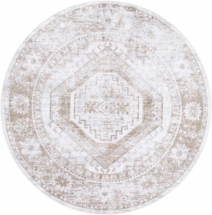 Bienne Traditional Style Ivory And Brown Washable Area Rug - The Rug Decor