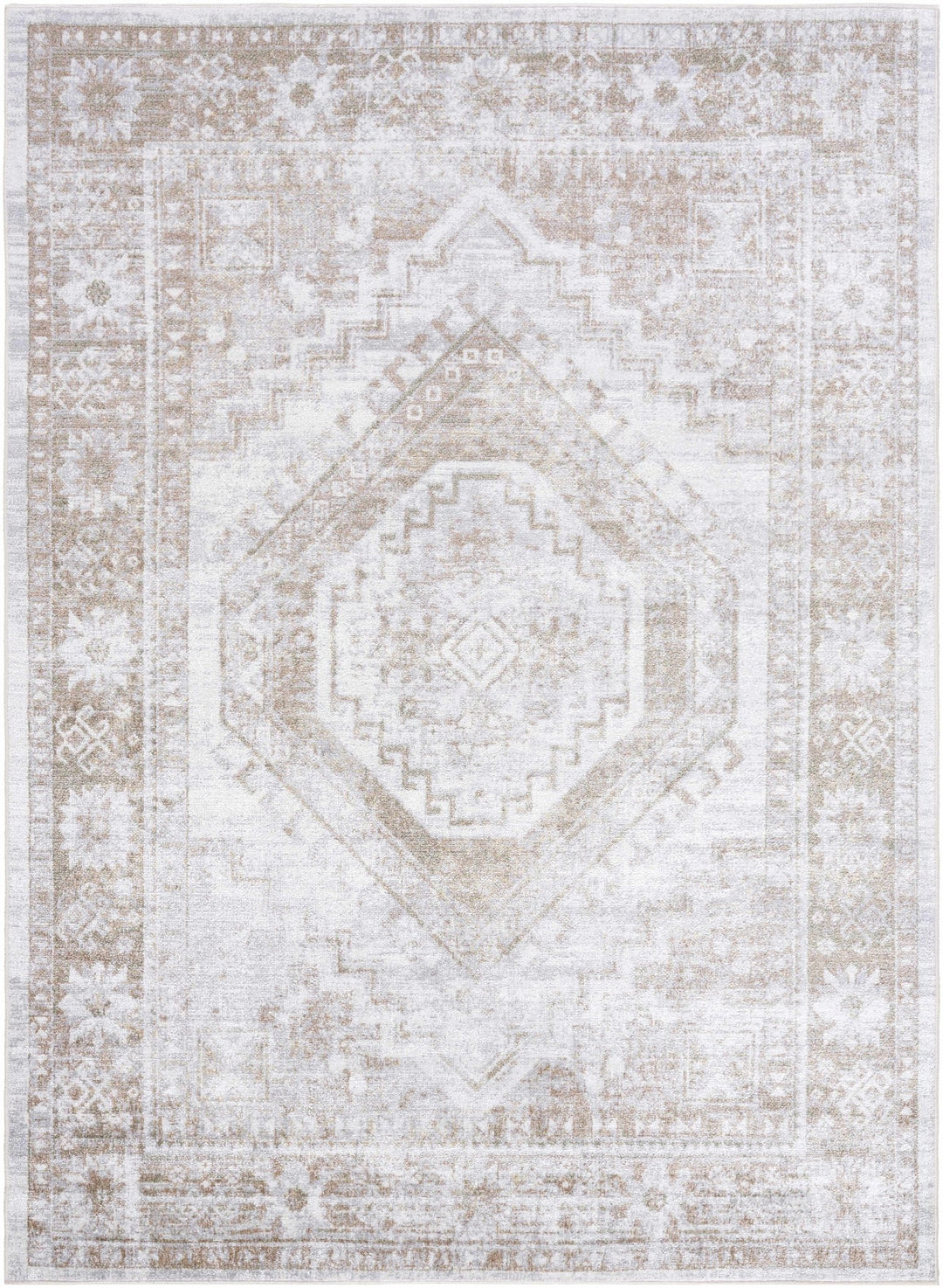 Bienne Traditional Style Ivory And Brown Washable Area Rug - The Rug Decor