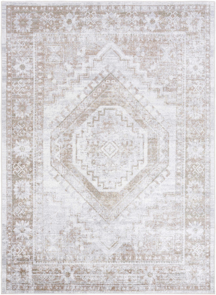 Bienne Traditional Style Ivory And Brown Washable Area Rug - The Rug Decor