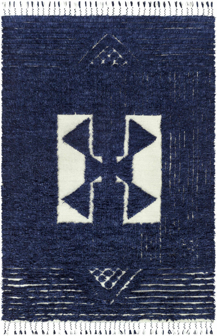 Billinge Modern Style Blue And Ivory Hand Knotted Area Rug - The Rug Decor