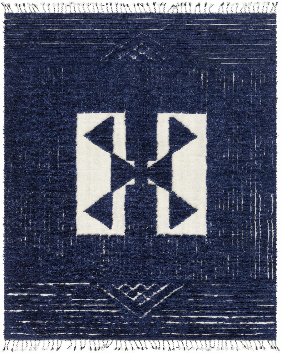 Billinge Modern Style Blue And Ivory Hand Knotted Area Rug - The Rug Decor