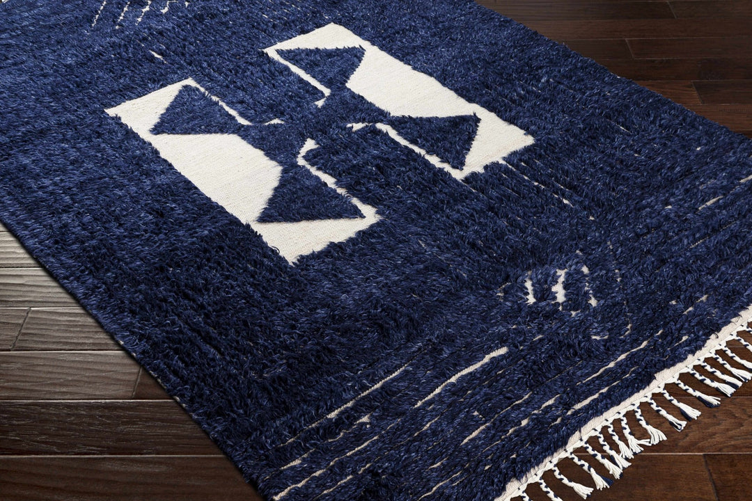 Billinge Modern Style Blue And Ivory Hand Knotted Area Rug - The Rug Decor