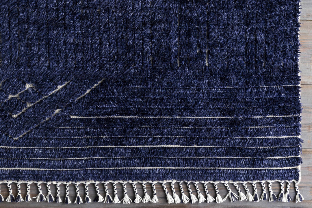 Billinge Modern Style Blue And Ivory Hand Knotted Area Rug - The Rug Decor