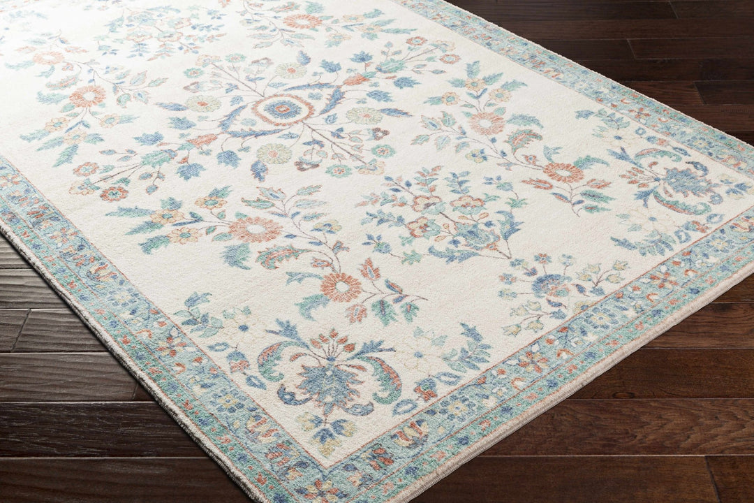 Bilsdale Traditional Style Ivory And Blue Area Rug - The Rug Decor