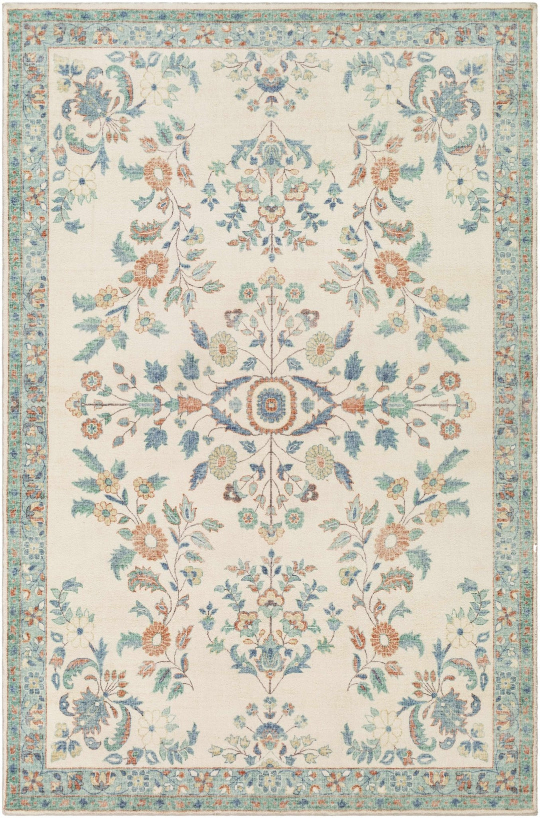 Bilsdale Traditional Style Ivory And Blue Area Rug - The Rug Decor