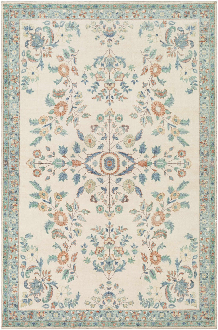 Bilsdale Traditional Style Ivory And Blue Area Rug - The Rug Decor