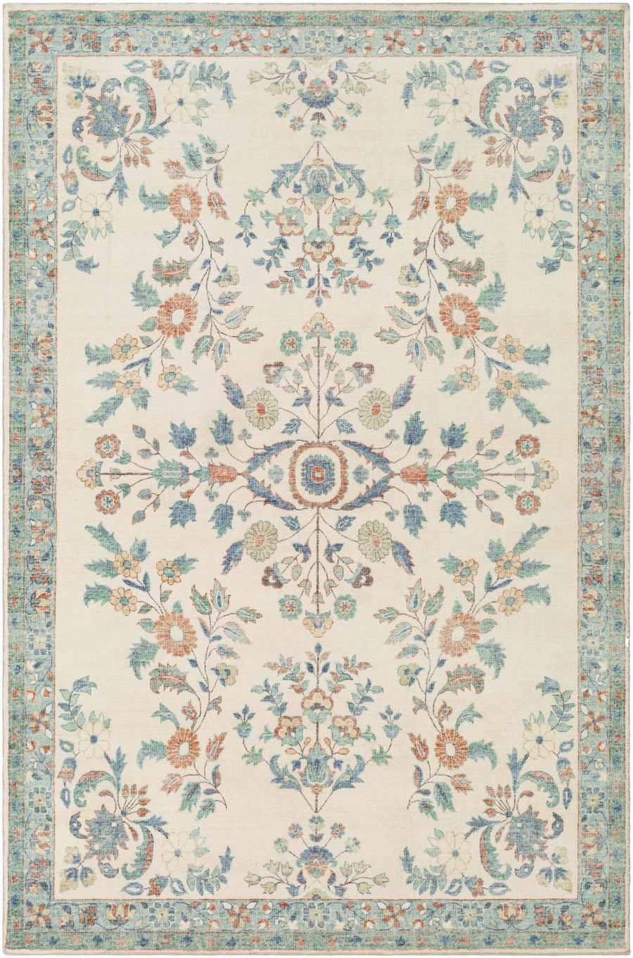 Bilsdale Traditional Style Ivory And Blue Area Rug - The Rug Decor