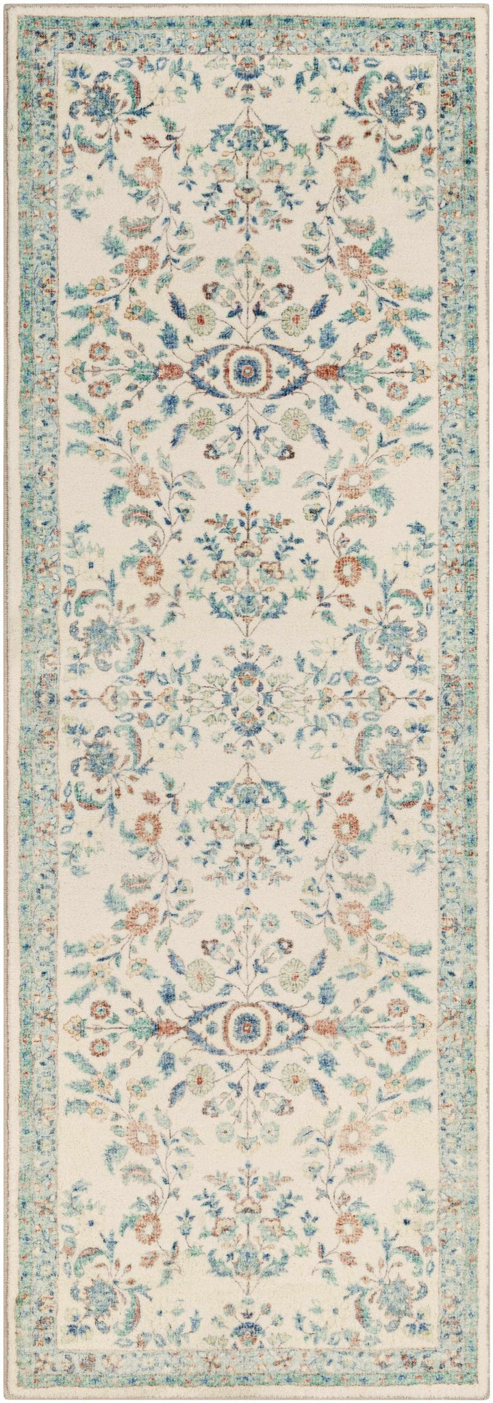 Bilsdale Traditional Style Ivory And Blue Area Rug - The Rug Decor