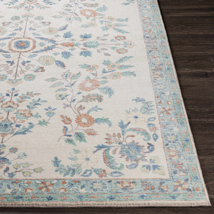Bilsdale Traditional Style Ivory And Blue Area Rug - The Rug Decor