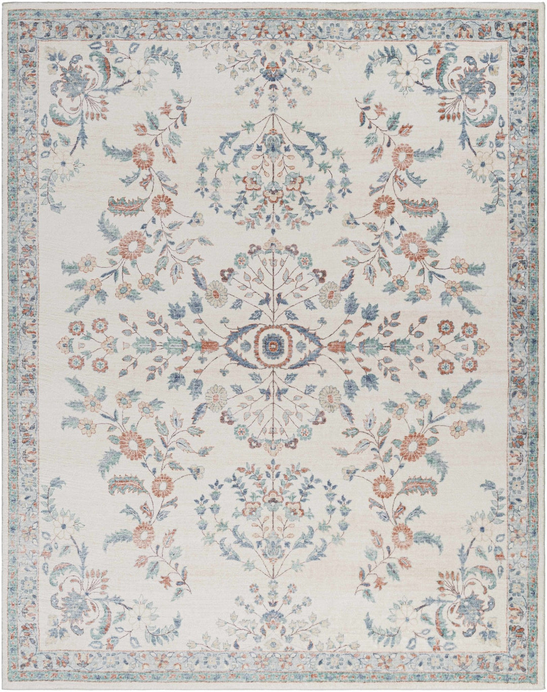 Bilsdale Traditional Style Ivory And Blue Area Rug - The Rug Decor