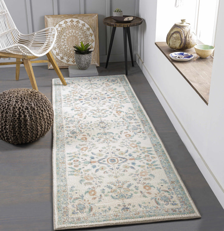 Bilsdale Traditional Style Ivory And Blue Area Rug - The Rug Decor