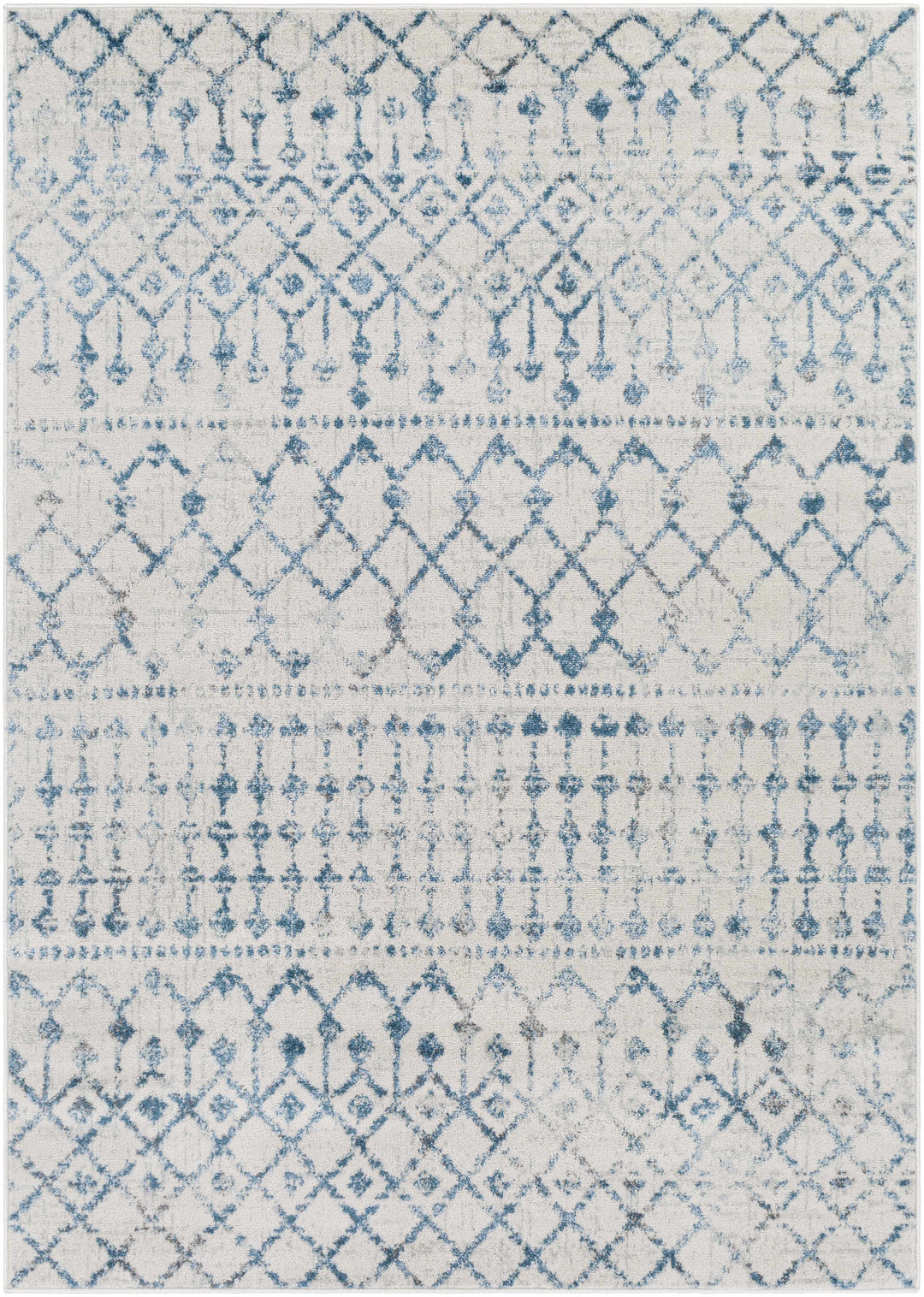 Binabalian Blue And Ivory Modern Geometrical Design Area Rug
