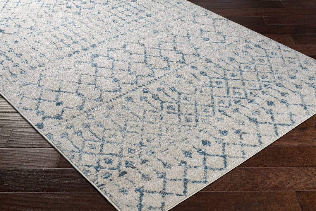 Binabalian Blue And Ivory Modern Geometrical Design Area Rug
