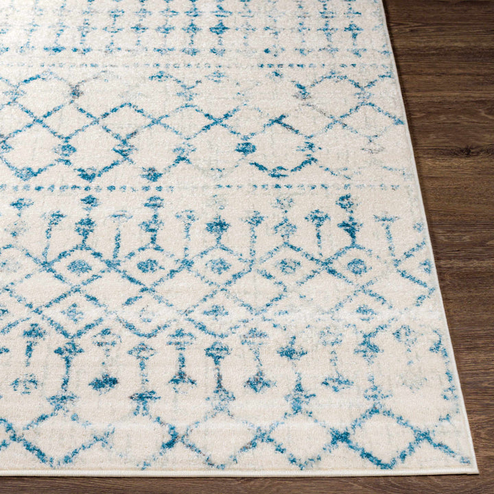 Binabalian Blue And Ivory Modern Geometrical Design Area Rug