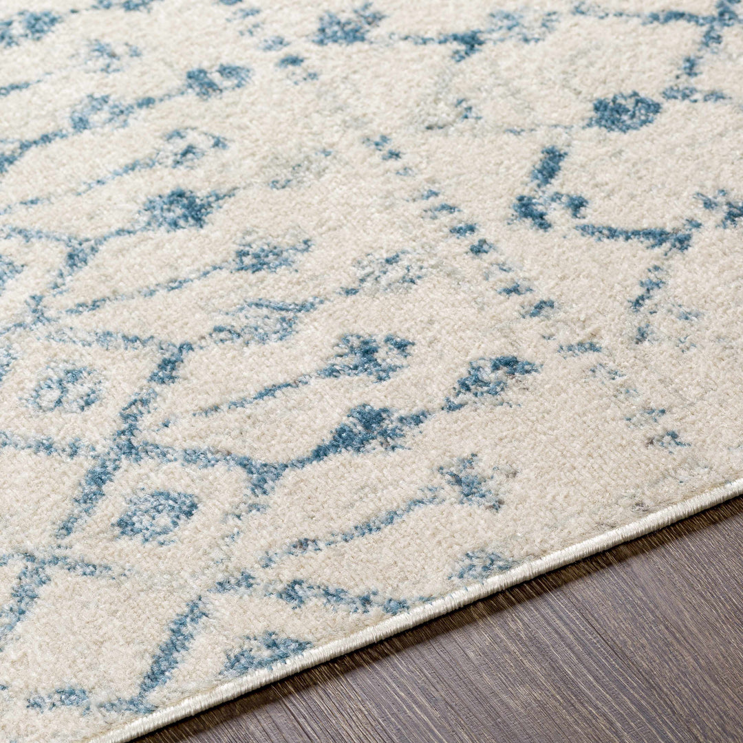 Binabalian Blue And Ivory Modern Geometrical Design Area Rug