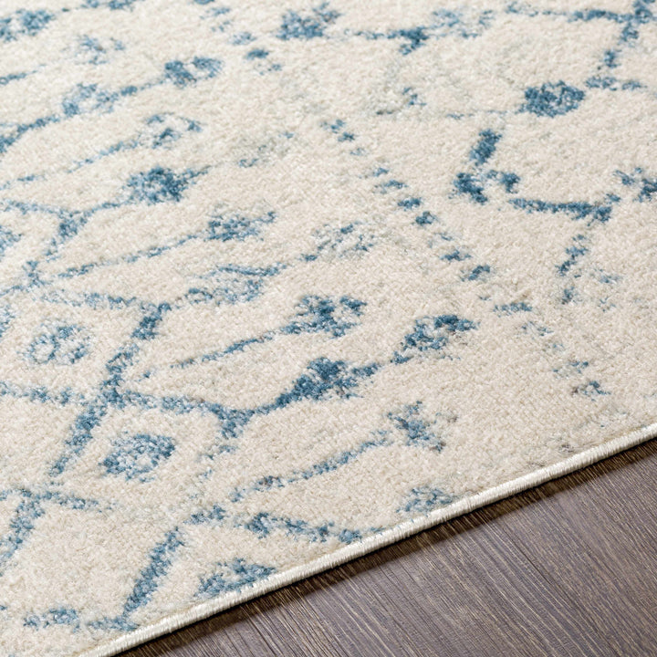 Binabalian Blue And Ivory Modern Geometrical Design Area Rug