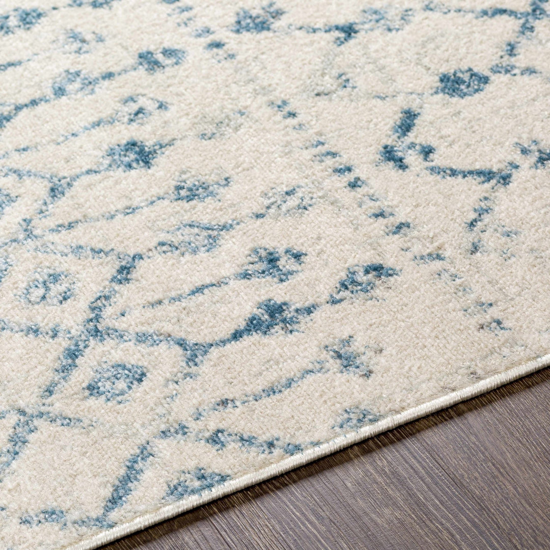 Binabalian Blue And Ivory Modern Geometrical Design Area Rug - The Rug Decor
