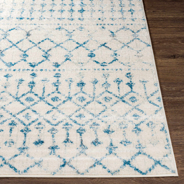 Binabalian Blue And Ivory Modern Geometrical Design Area Rug - The Rug Decor
