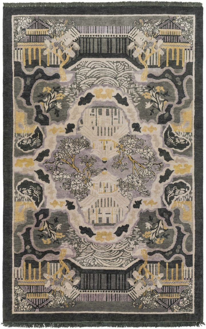 Binger Oriental Mustard And Gray Hand Knotted Wool Rug - The Rug Decor