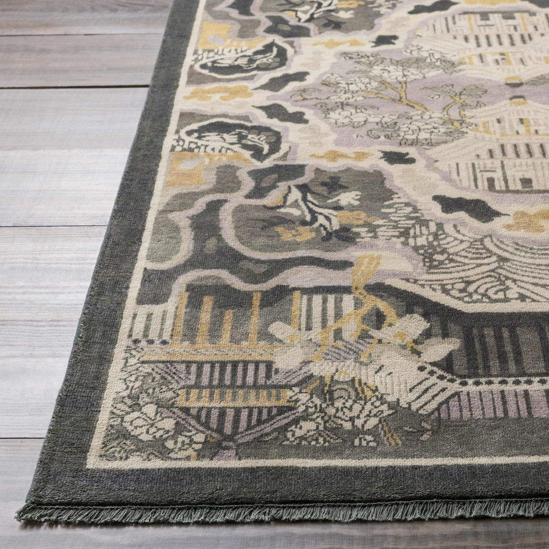 Binger Oriental Mustard And Gray Hand Knotted Wool Rug - The Rug Decor