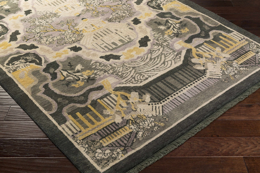 Binger Oriental Mustard And Gray Hand Knotted Wool Rug - The Rug Decor